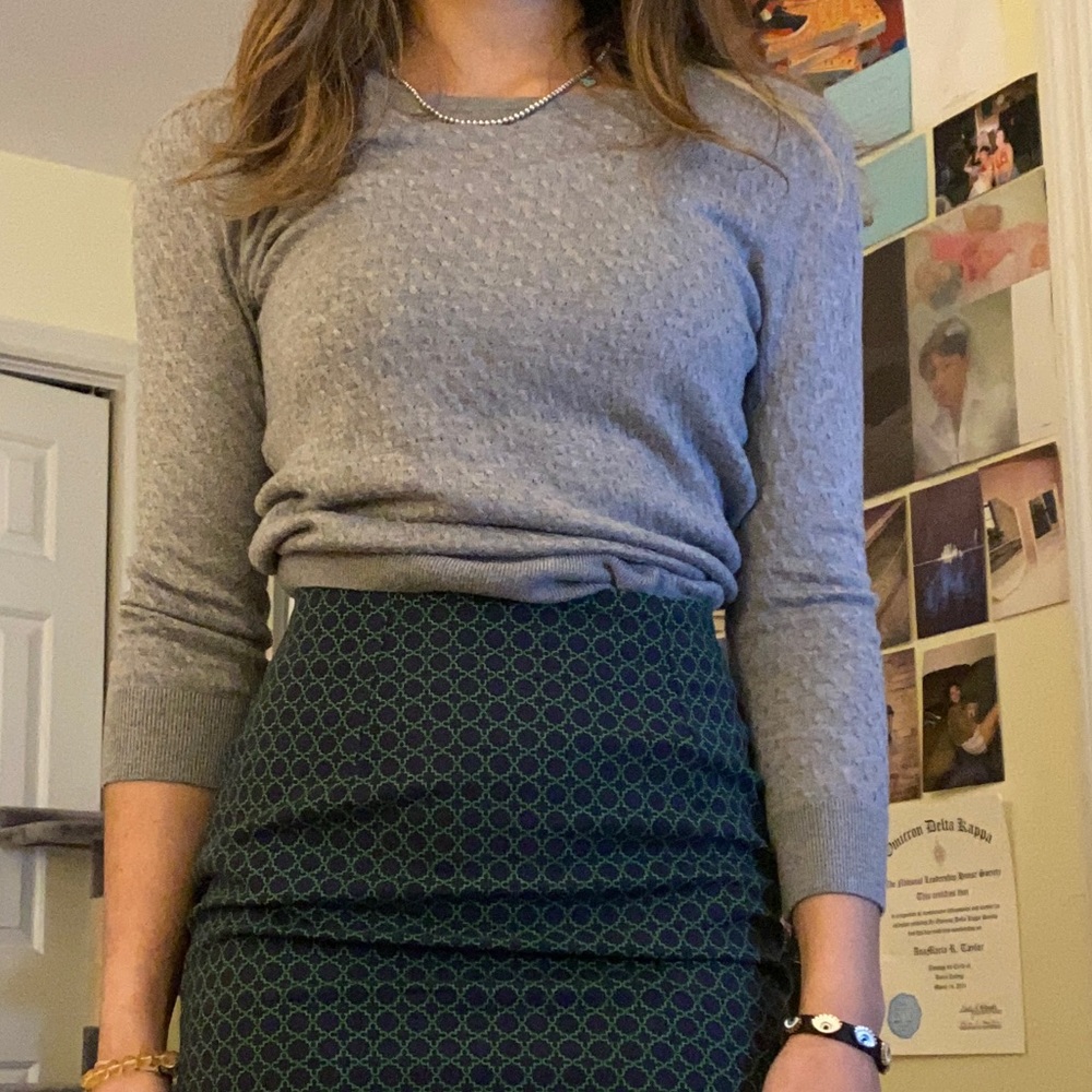 grey knit top
